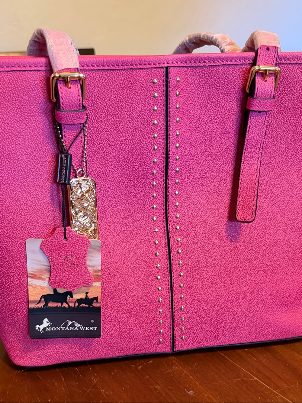 Montana West Conceal Carry Hot Pink Studded Tote